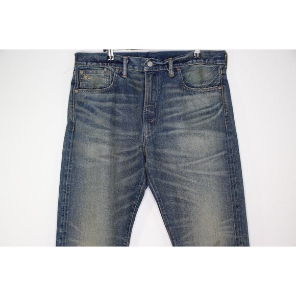 RRL Double RL Mens 36 x 34 Japanese Selvedge Distressed High Slim Jeans NEW K534 - Picture 2 of 13